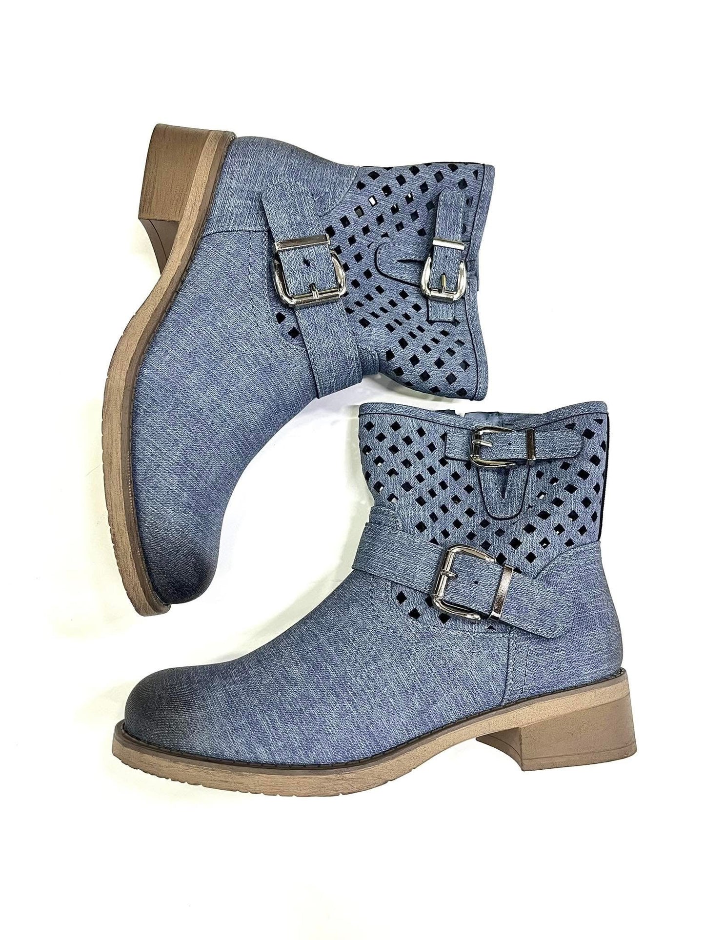 Stivaletto Donna Jeans con Doppia Fibbia