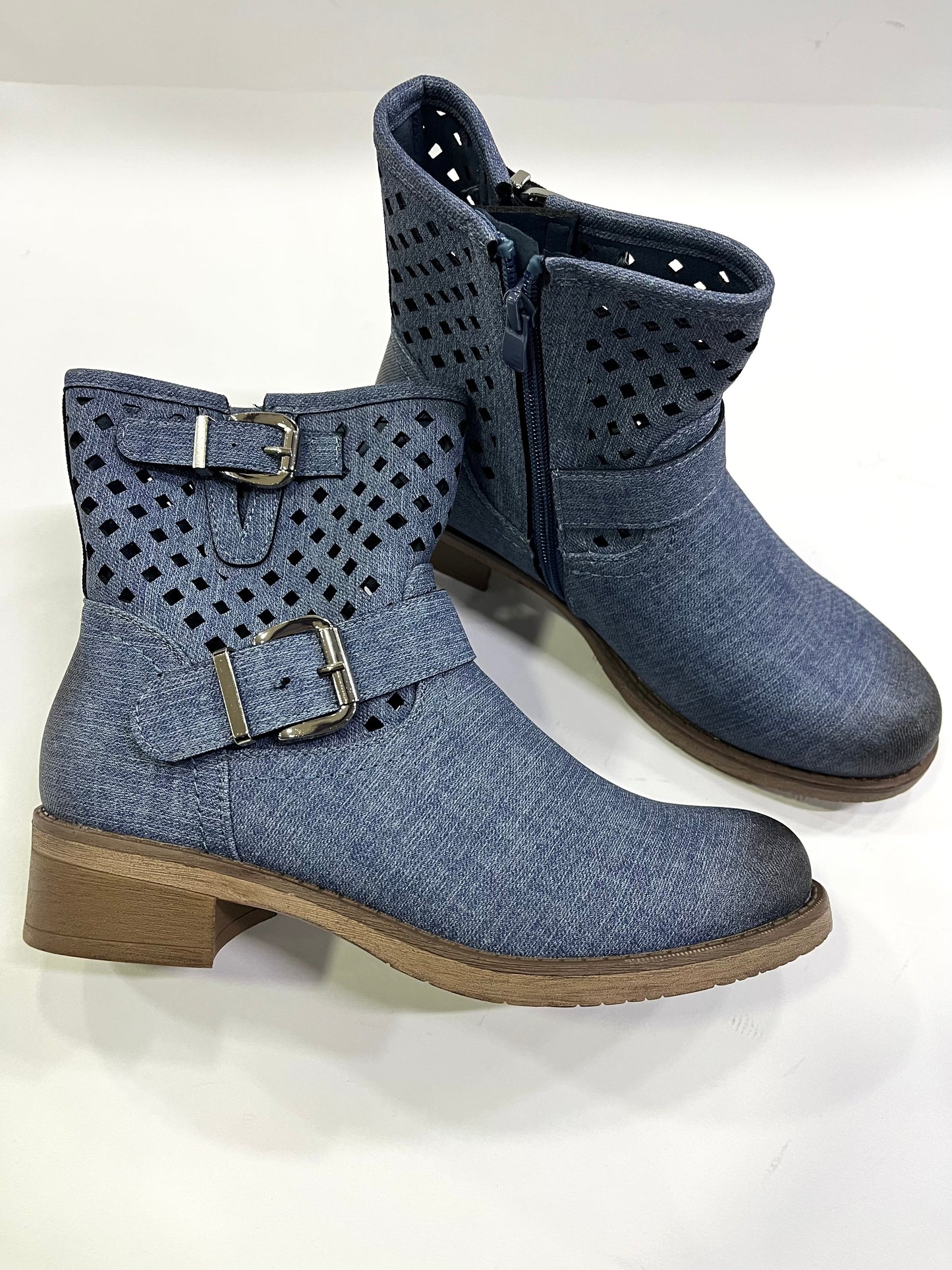 Stivaletto Donna Jeans con Doppia Fibbia