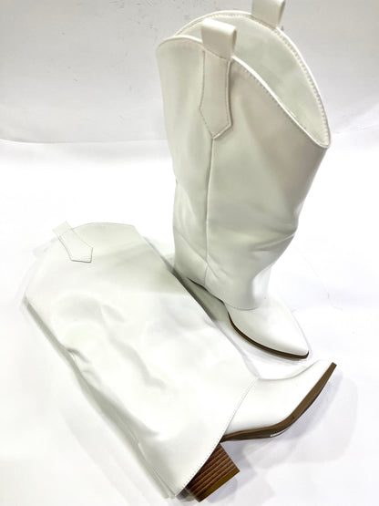 Stivale Texano Bianco Morbido - Tacco 5 cm